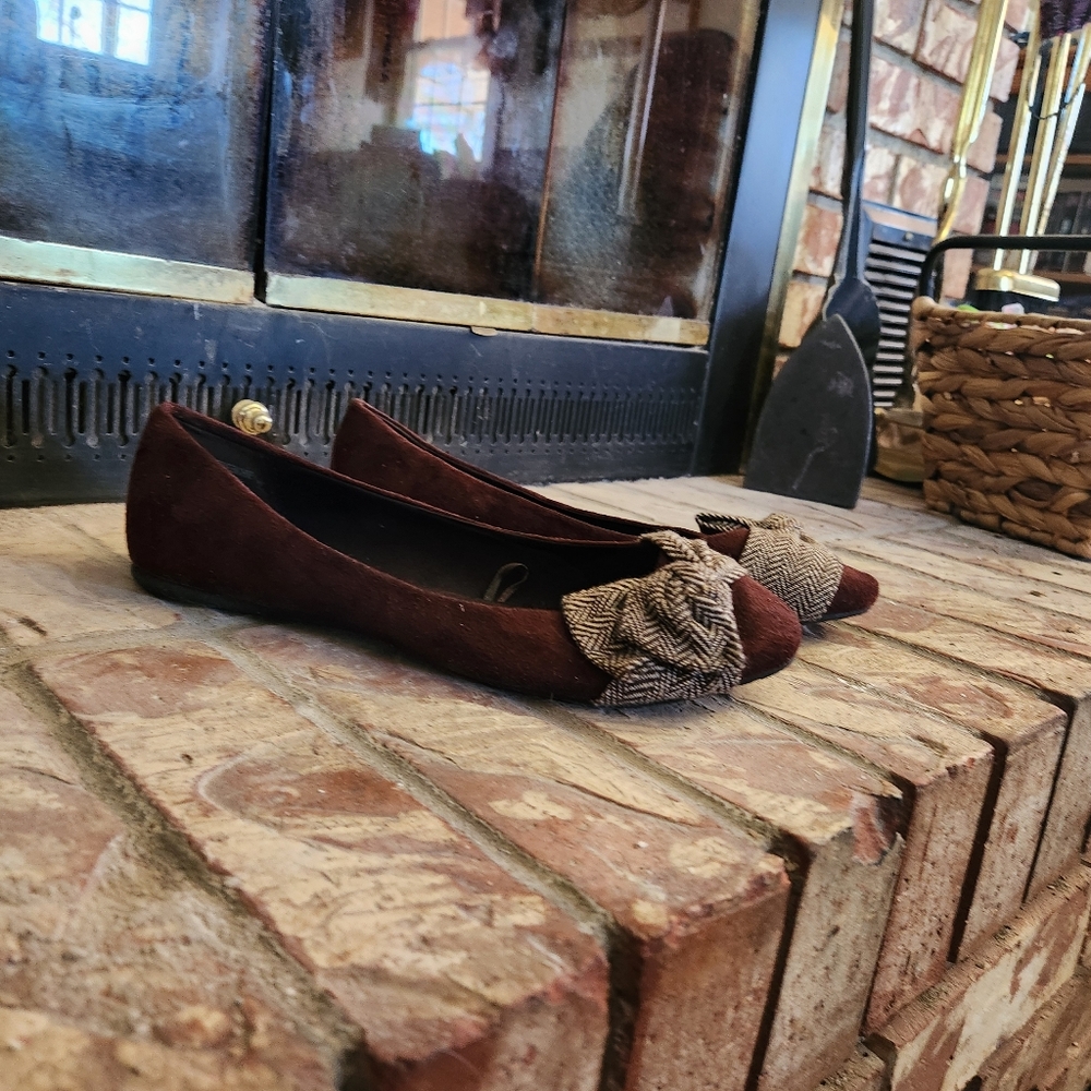 Brown Flats with Bow Accent